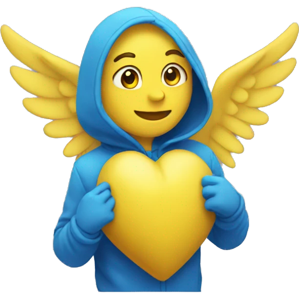 yellow heart with blue wings emoji