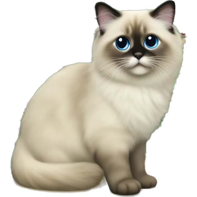 Seal colorpoint ragdoll kiten climbing a Christmas tree emoji