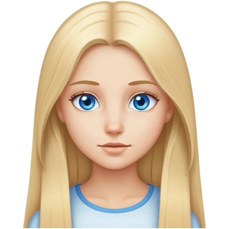 Straight long blonde hair and blue eyes girl emoji