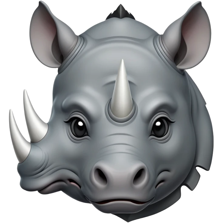cinematic-noble--rhinoceros-portrait-emoji,slate-grey-hide-poised-and-regal,-with-a-massive,-powerful-build-and-a-thick,--deep-set-soulful-piercing-eyes,-simplified-yet-sharp-and-sophisticated-features,-highly-detailed,-large-black-eyes, white horn emoji