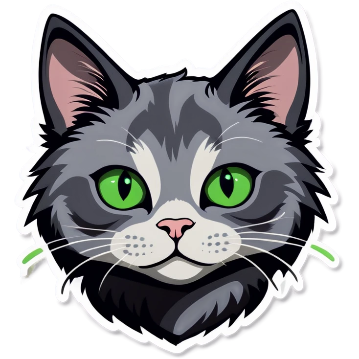Gray cat with green eyes emoji