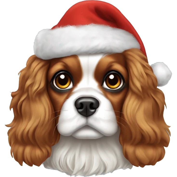 king charles cavalier wearing a christmas hat emoji