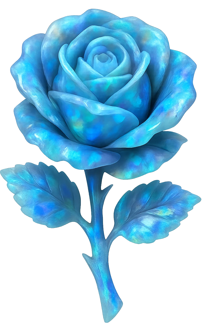 blue Opal crystal rose flower, remove background emoji