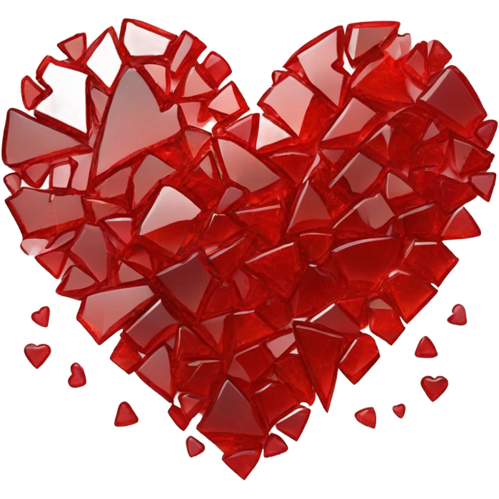 broken glass red heart full of broken red glass emoji