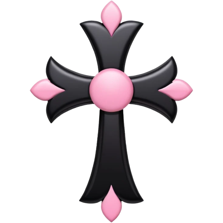 realistic 3d soft cute black pink goth cross , no woman emoji