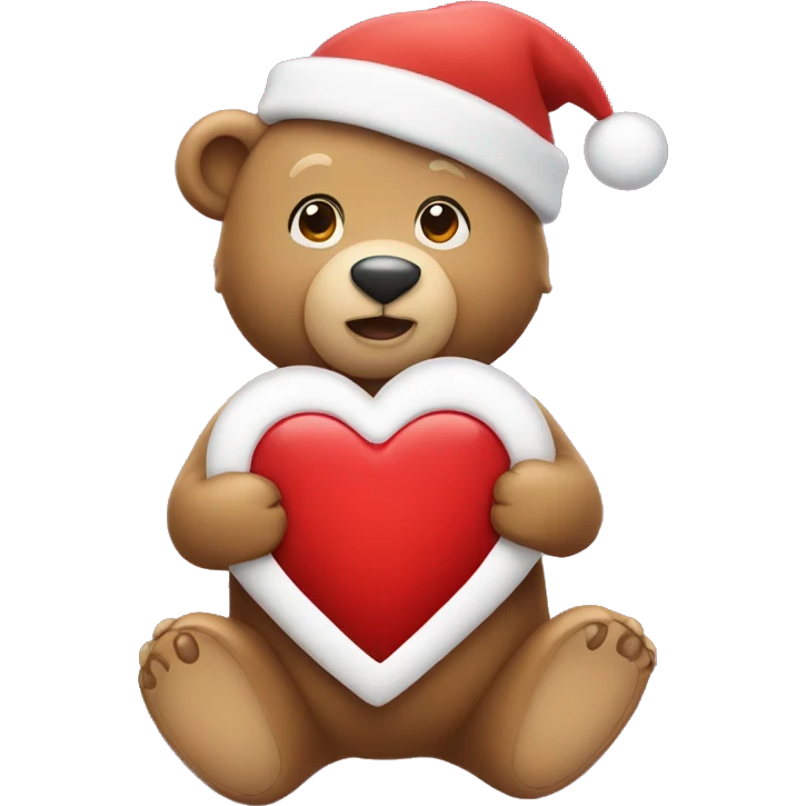 Christmas bear holding christmas heart with two hands emoji