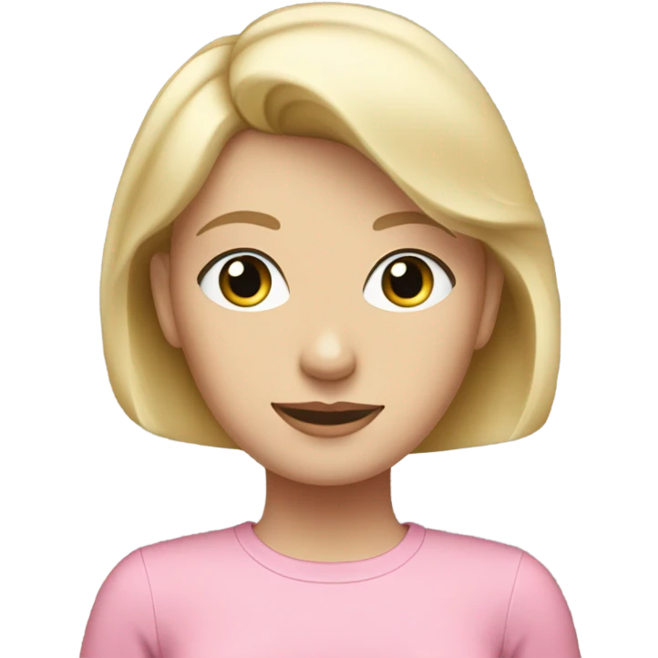blonde woman with short hair and blue eyes, wearing a pink top emoji