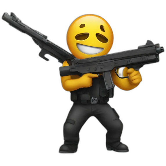 A emoji with a gun emoji