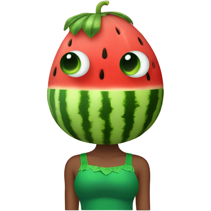 Watermelon wearing a green tutu on its head and a red tutu on its bottom emoji