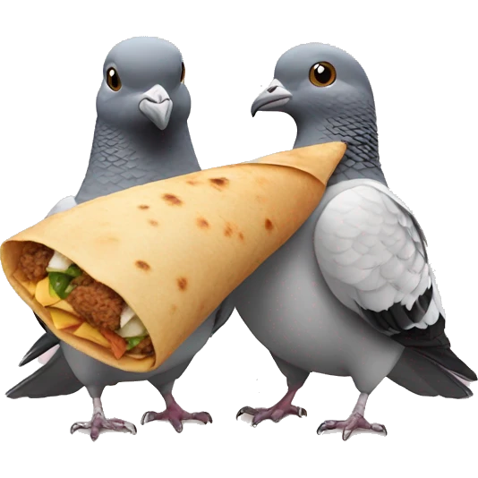 2 pigeons with a burrito emoji