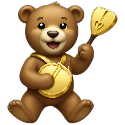 happy bear with gold pick emoji