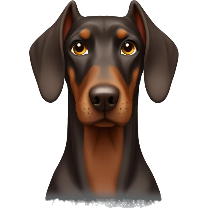 Brown doberman with long ears emoji