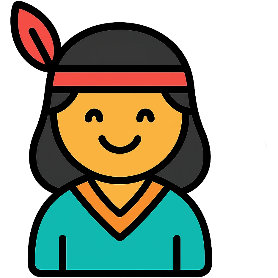 happy Huron character, cheerful, simple icon style emoji