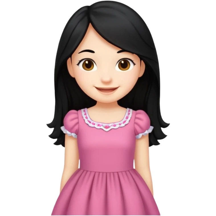 Long black hair girl wearing a dress being a girly girl  emoji