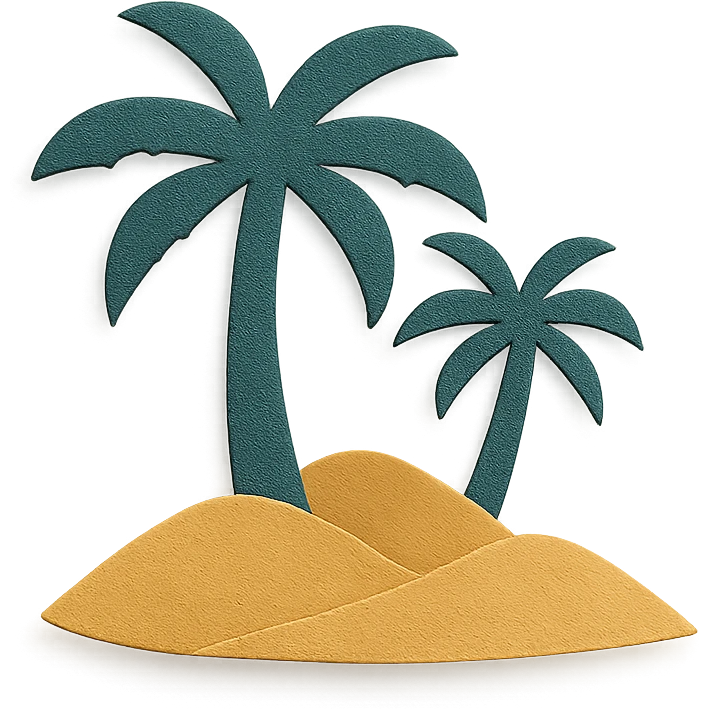 layered cut-out palm trees and sand dunes in Saudi Arabia emoji