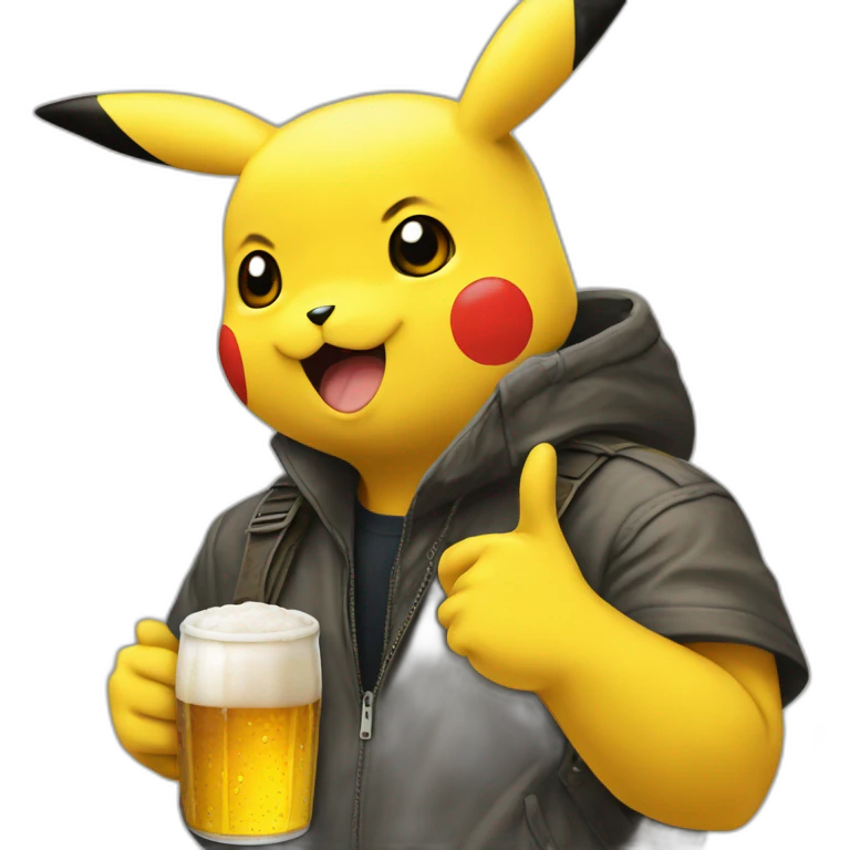 pikachu raver with 86-beer emoji