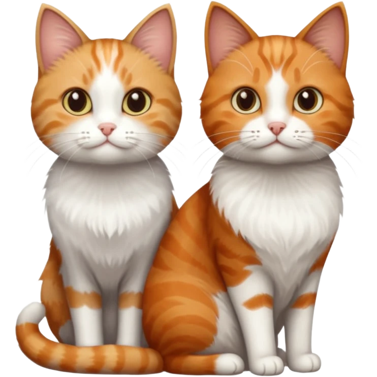 3 different coloured tiny short haired cats, including a dark grey and white cat, a ginger and white and a brown tabby and white emoji