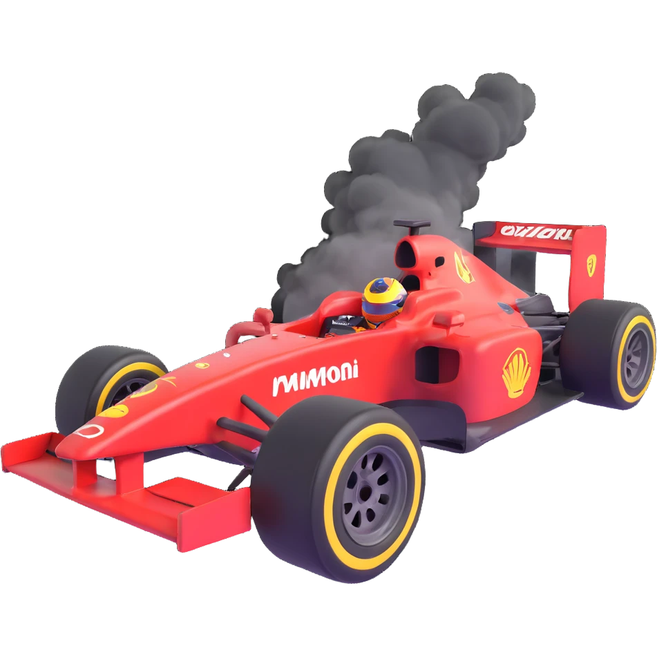 wheel of a Formula 1 race car doing a burnout with smoke and motion, dynamic, detailed emoji