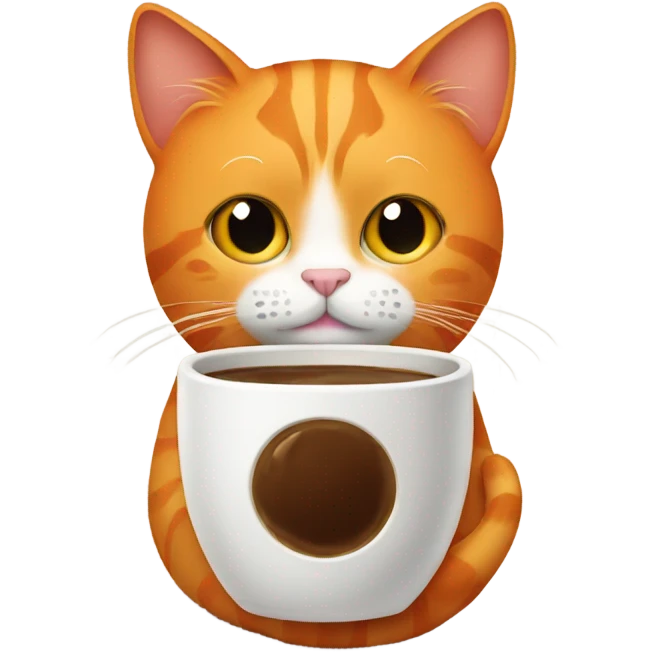 orange cat with coffee emoji