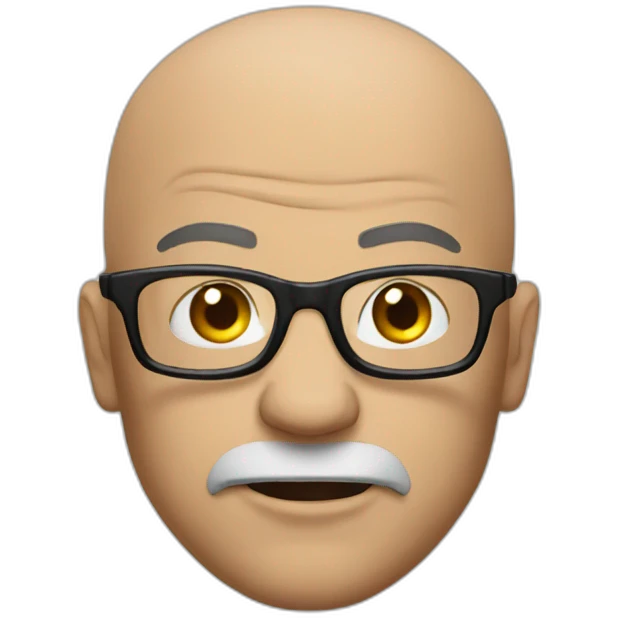 Angry bald man glasses, black leather jacket emoji