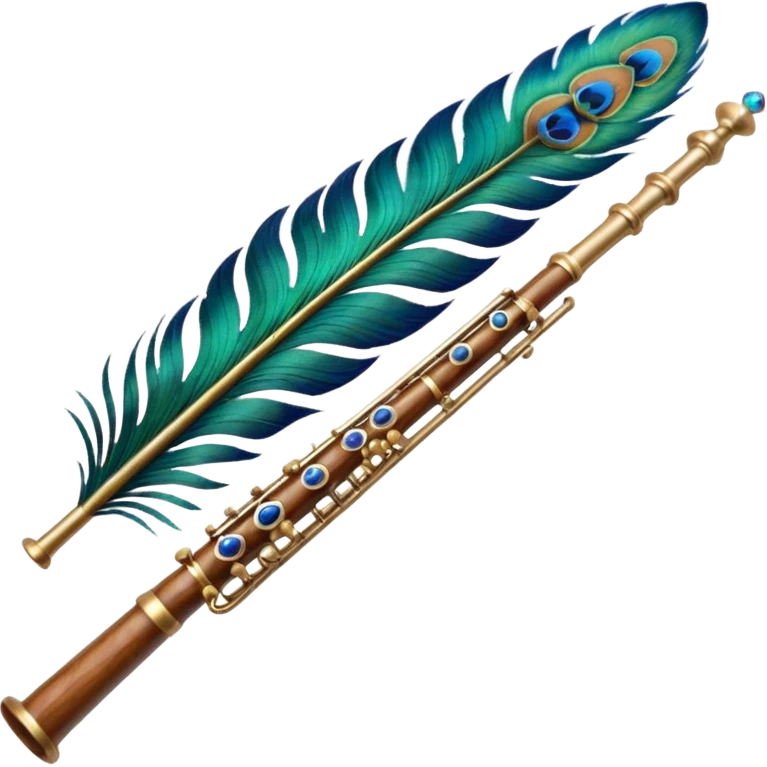 Create a emoji of krishnas peacock feather and flute emoji