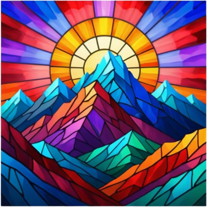 Stained glass mountains emoji