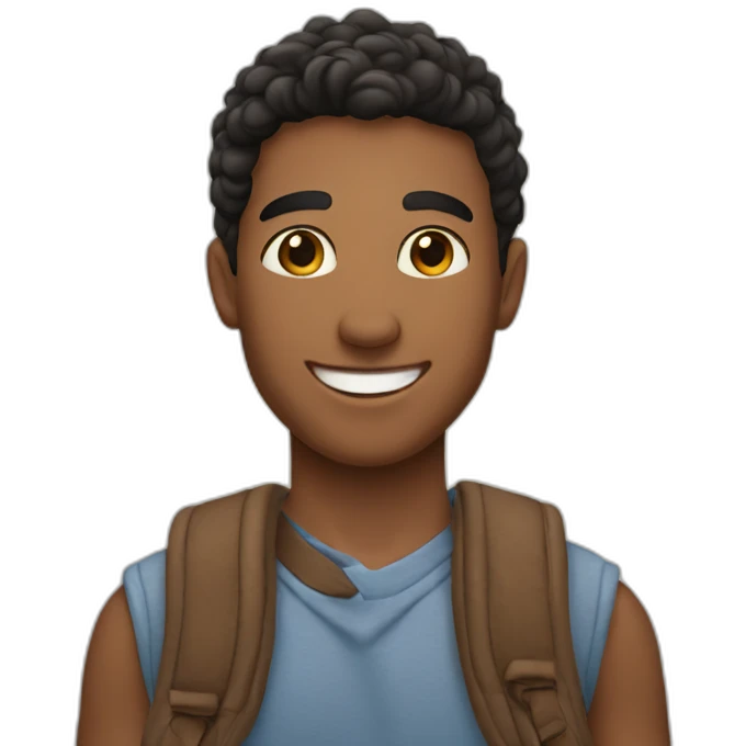 Young man smiling with latín skin emoji