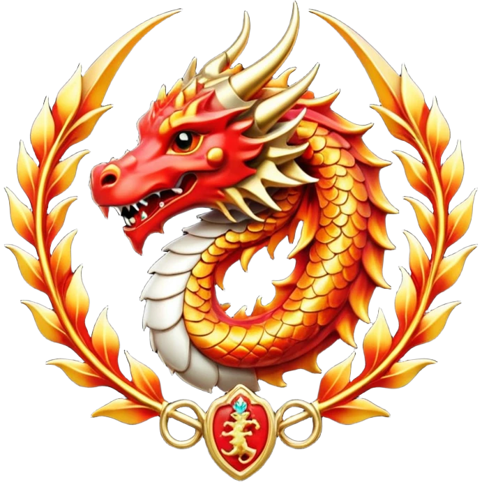 Simple fiery royal Dragon crest/brosch emoji