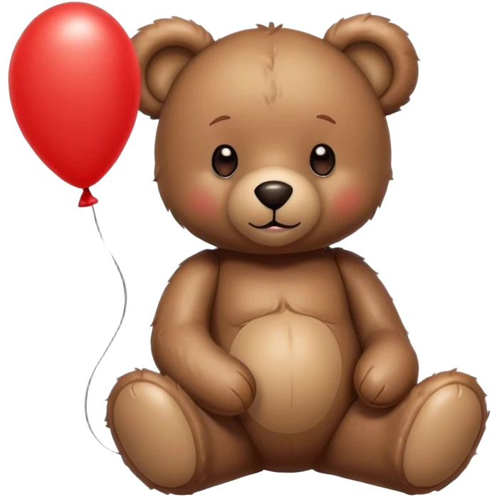 Teddy sitting with red balloon emoji