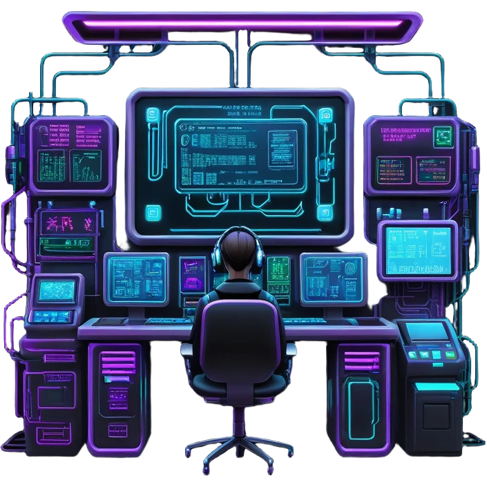 cyberpunk hacker terminal command center emoji