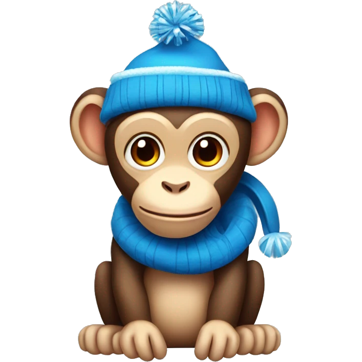 cute monkey with blue Christmas hat emoji