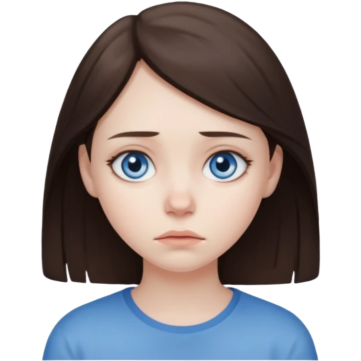 sad brunette blue eyed girl  emoji