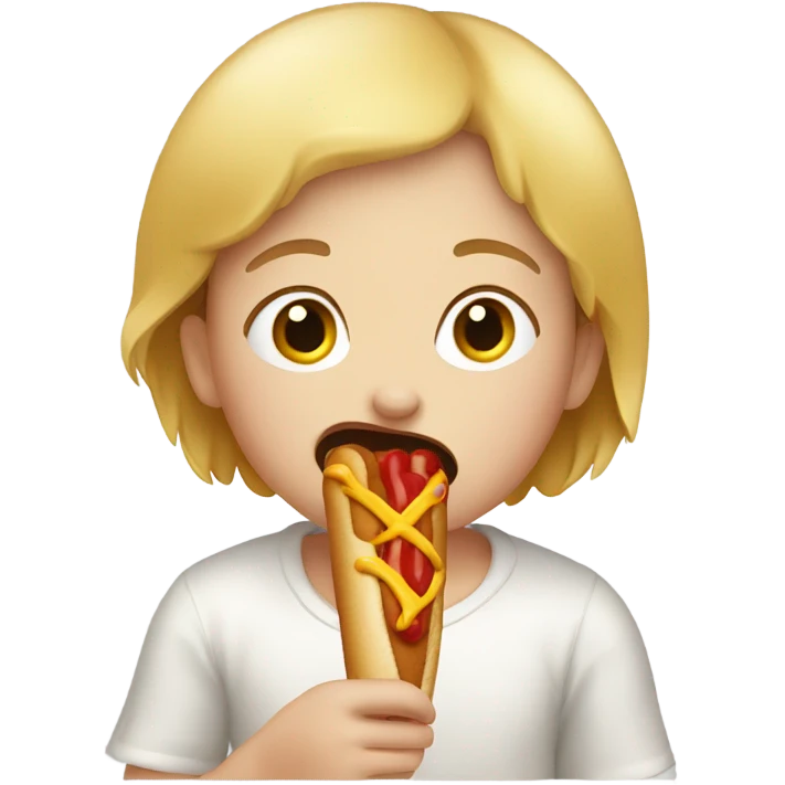 Autistic kid eating a hotdog emoji