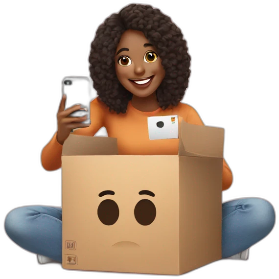influencer taking selfie with a box emoji