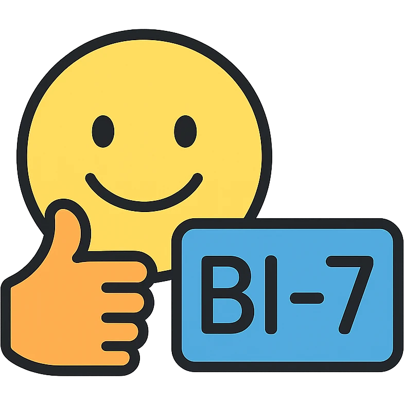 smiling face giving a thumbs up with the text 'BI-7' emoji