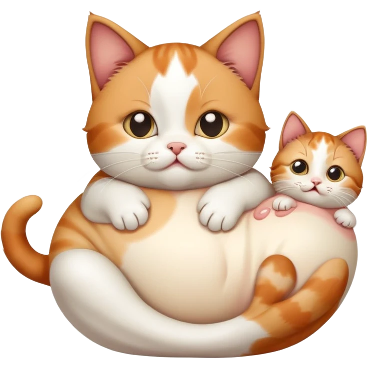 Goofy cat fat kitten giving birth emoji