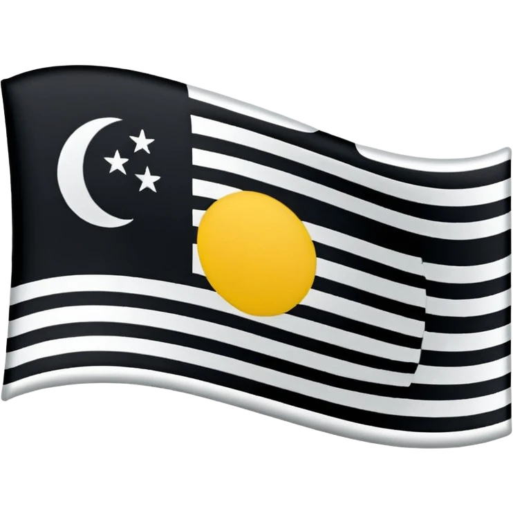 A simple flag with three black horizontal lines and three white horizontal lines, no stars and no moon emoji
