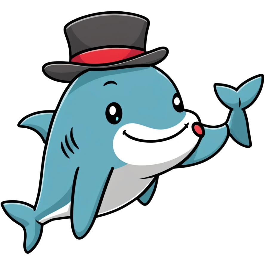 Shark with a top hat emoji
