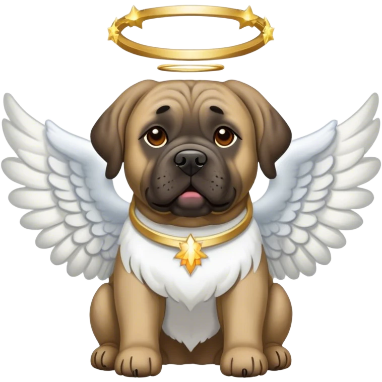 Brindle mastiff wearing an Angel halo  emoji
