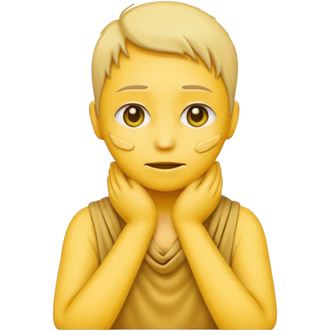 a non human yellow emoji with hands around neck wanting to die emoji