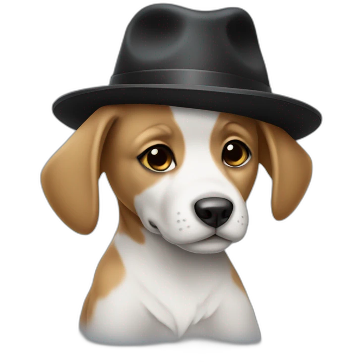 baby dog with a blach hat emoji