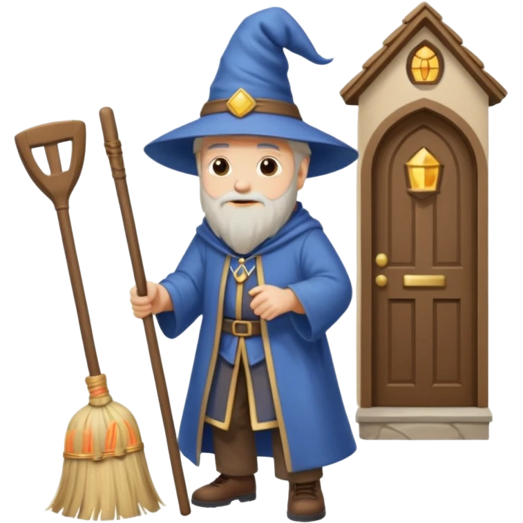 a wizard working hard sweeping his stoop emoji