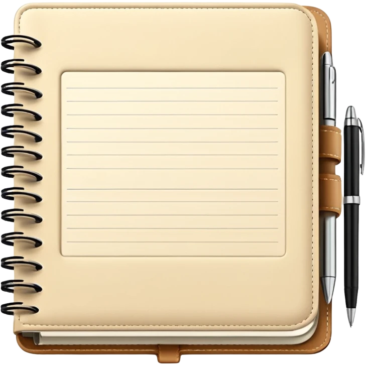 daily planner agenda cream leather with open page and pen with notes emoji