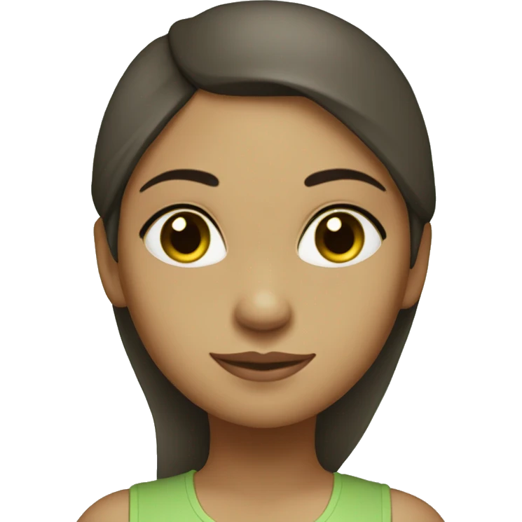 Latina dark brown eyes yoga girl light green clothes  emoji