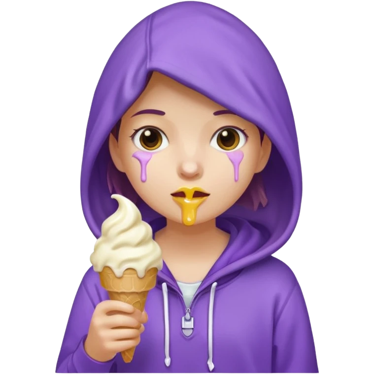 girl in purple hoodie holding ice cream emoji