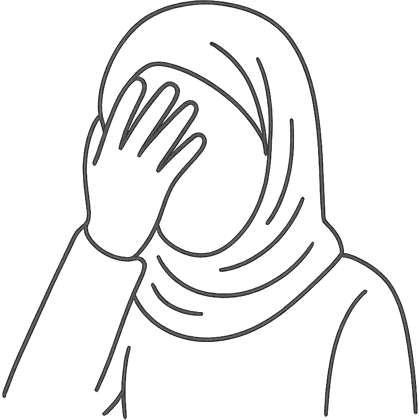 hand-drawn outlined icon of woman in hijab facepalming emoji