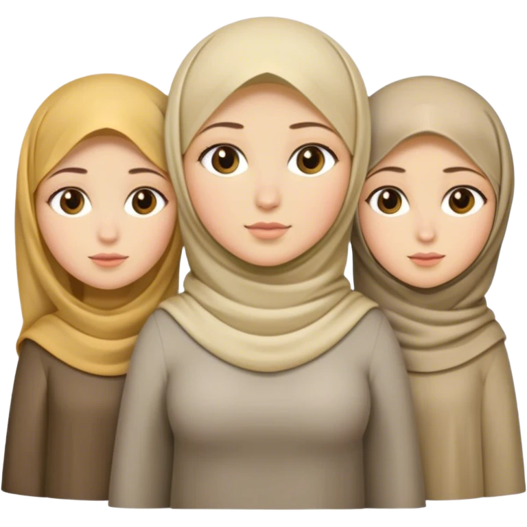 üç kız kardeş biri uzun kumral biri kısa boylu esmer ve biri de orta boylu biraz kilolu ve hijablı sarışın emoji