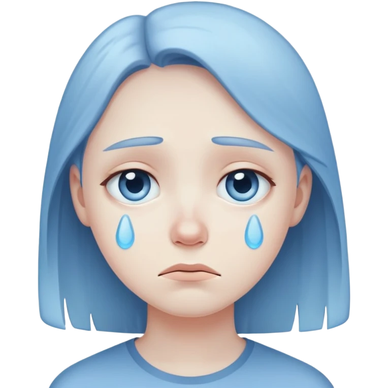 depression sad face blue tones subtle tears emoji