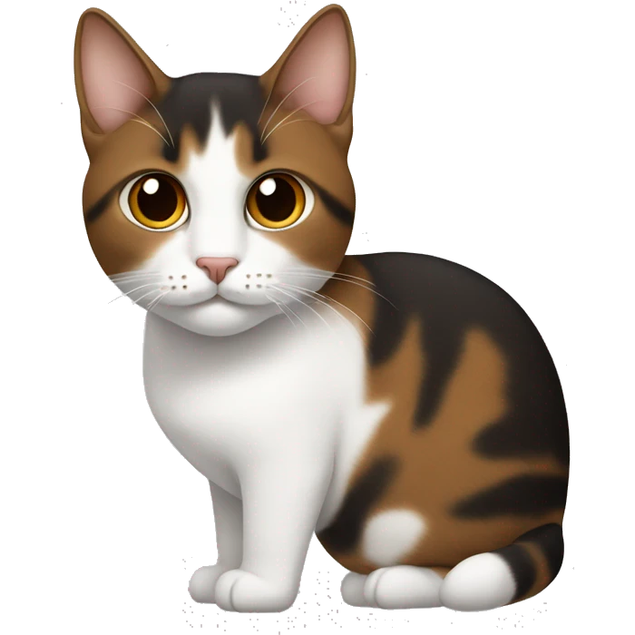 Cat has a brown and black hair but mostly brown and in white neck  emoji