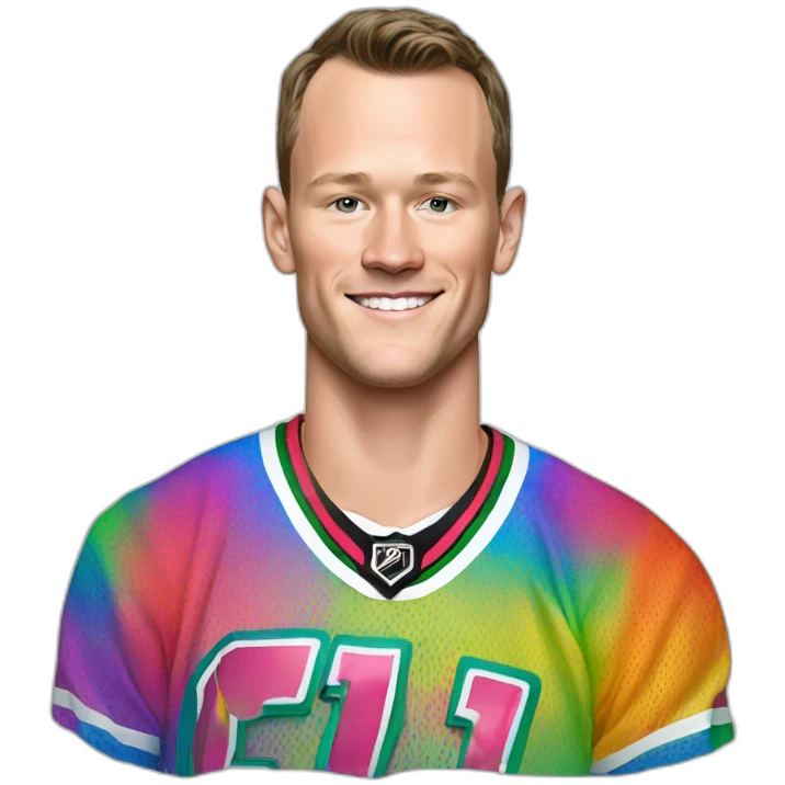 Jonathan Toews wearing rainbow lace shirt emoji